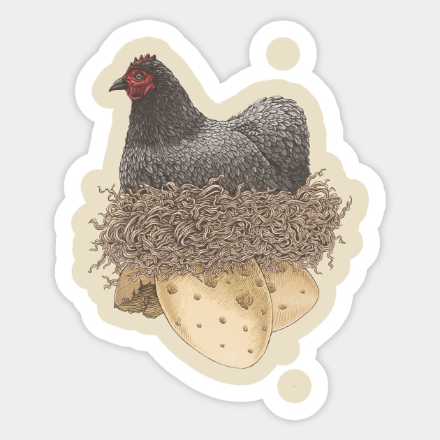 Chicken and Eggs Sticker by Kelelowor
